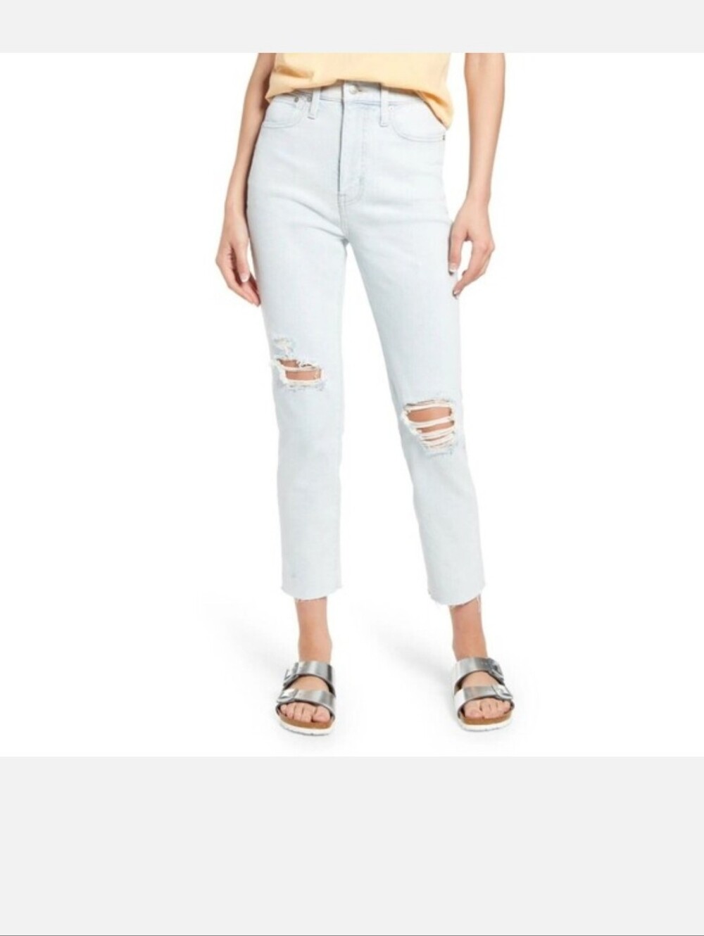Madewell The Mom Jean Light Wash Distressed High-Rise Jeans